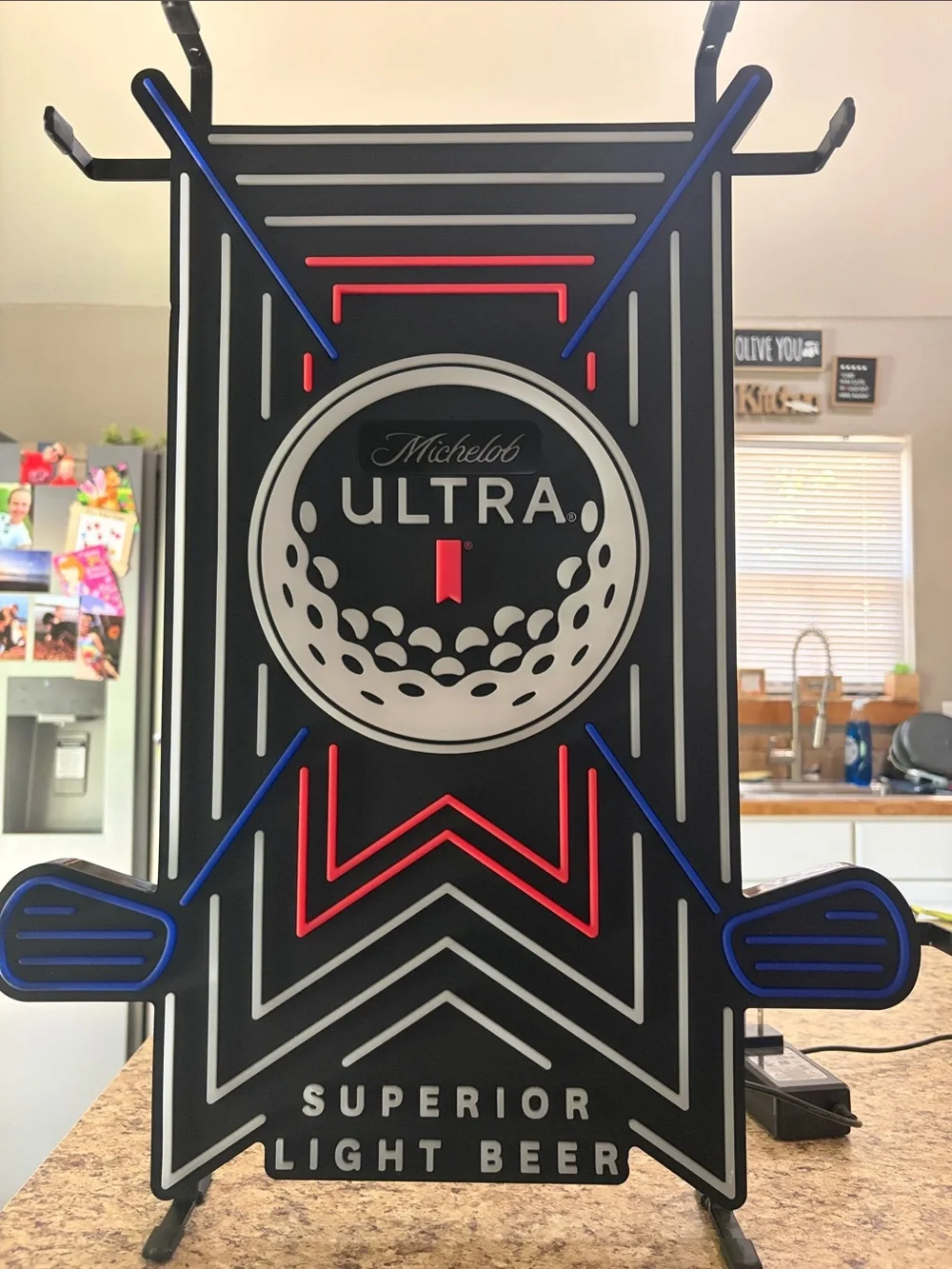 Michelob Ultra Neon Golf Sign - Black, White, Blue, Red